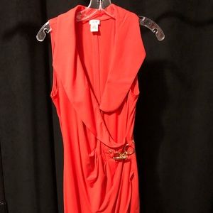 Bright Orange/Coral dress with large lapel detail